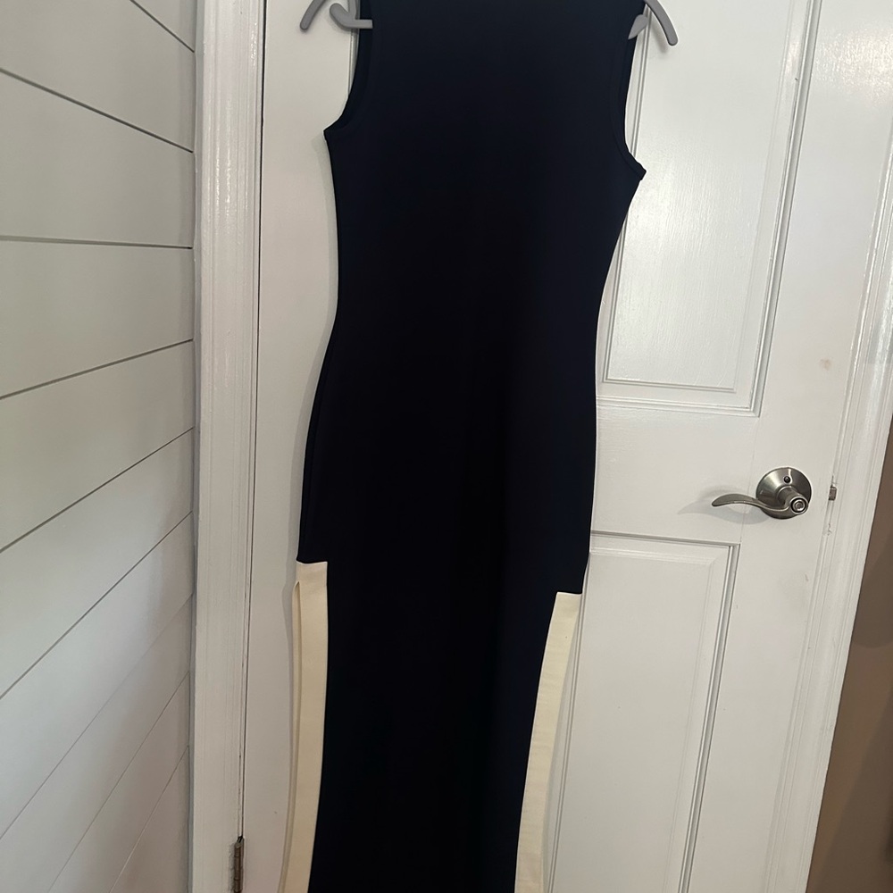 STAUD Navy Maxi Dress with Cream Accent Panels - Picture 2 of 7